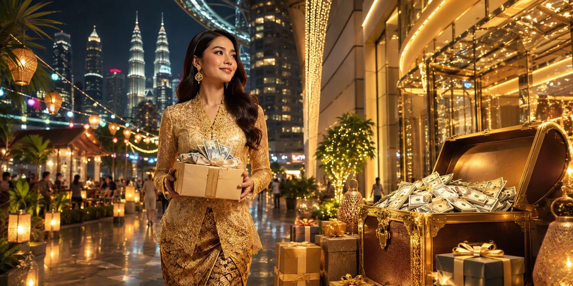 A Malaysian woman in kebaya registering for an online casino bonus in Kuala Lumpur